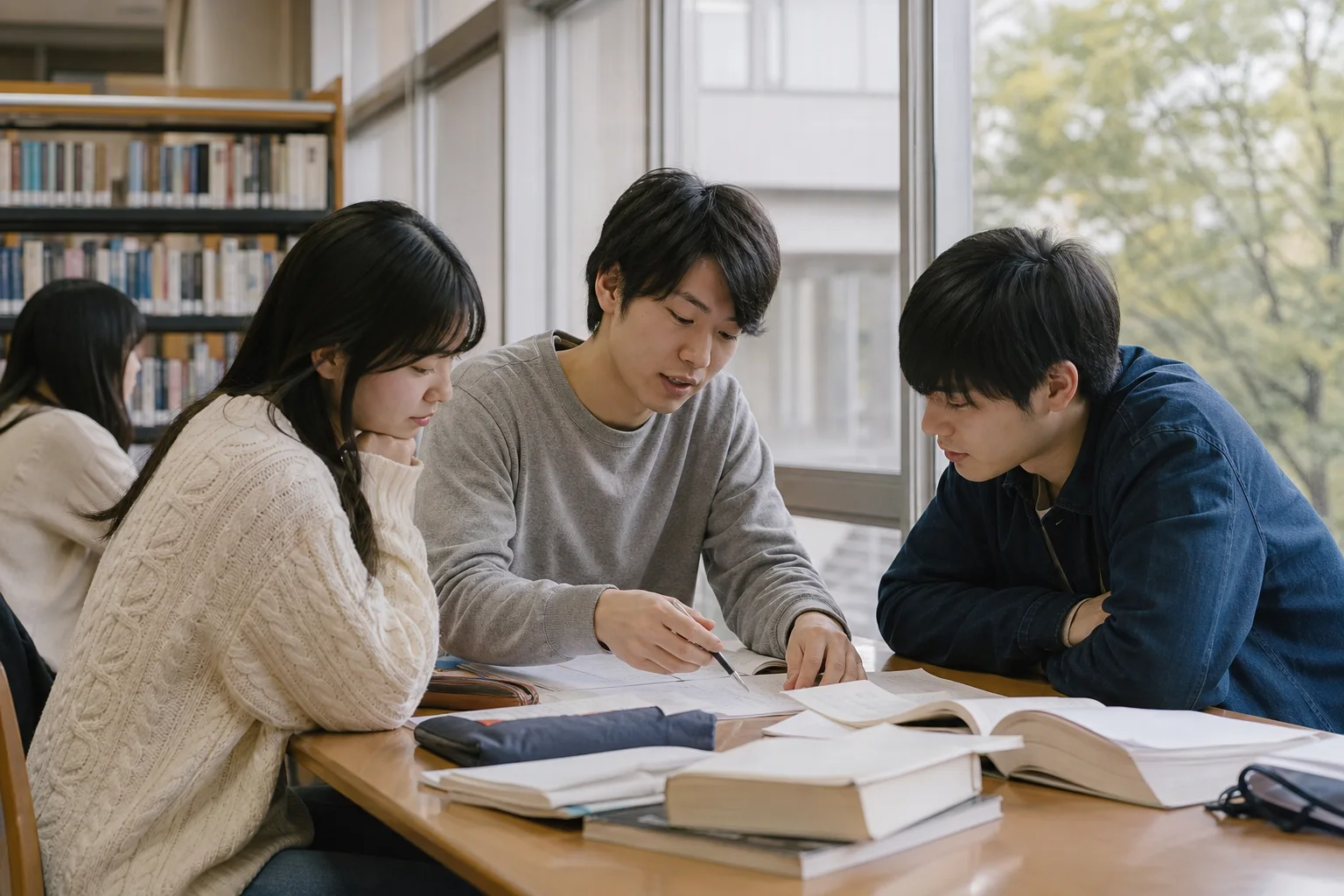 学修計画を確認する架空の学生たち